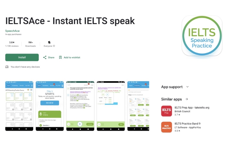 app luyện thi IELTS ACE 